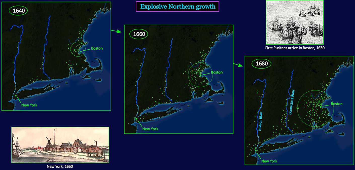 New England, settlements,1640-80